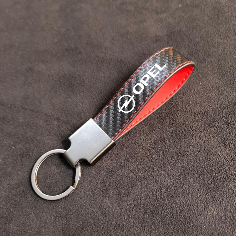 Carbon Fiber Car Keyring Keychain Luxury Leather Key Chain Pendant For Opel Antara Astra Insigni Mokka Corsa Mokka Vectra Opc