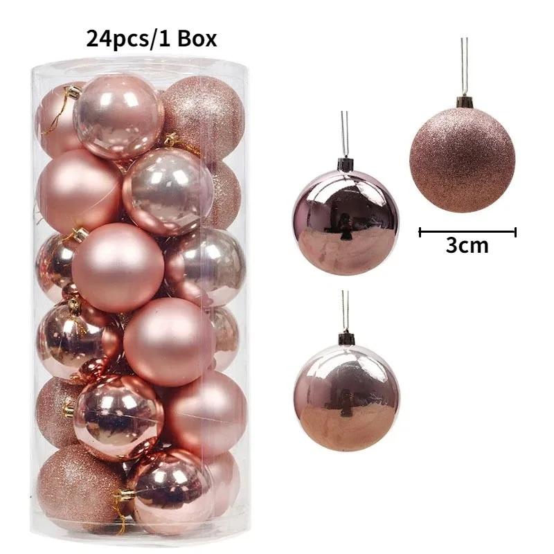 24Pcs 3CM Christmas Balls Decorations Christmas Tree Ornaments Ball Hanging Pendants Home Party Decor New Year Navidad Decor