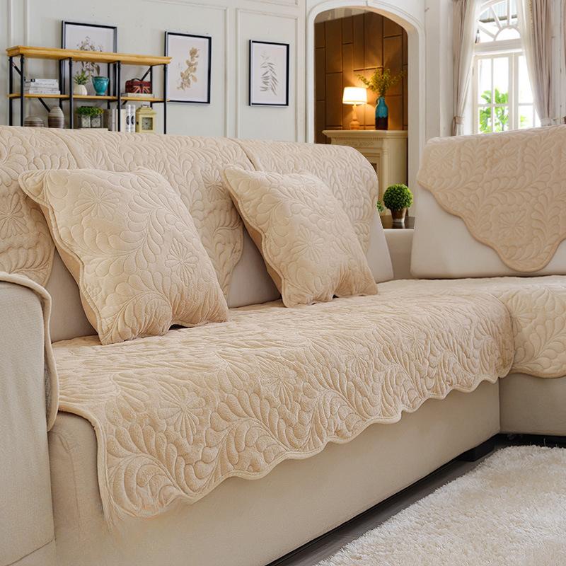 Plush Sofa Cushion Winter Cover Cushion All-inclusive Non-slip Household European Sofa Cover All-season Universal Seat Cushion