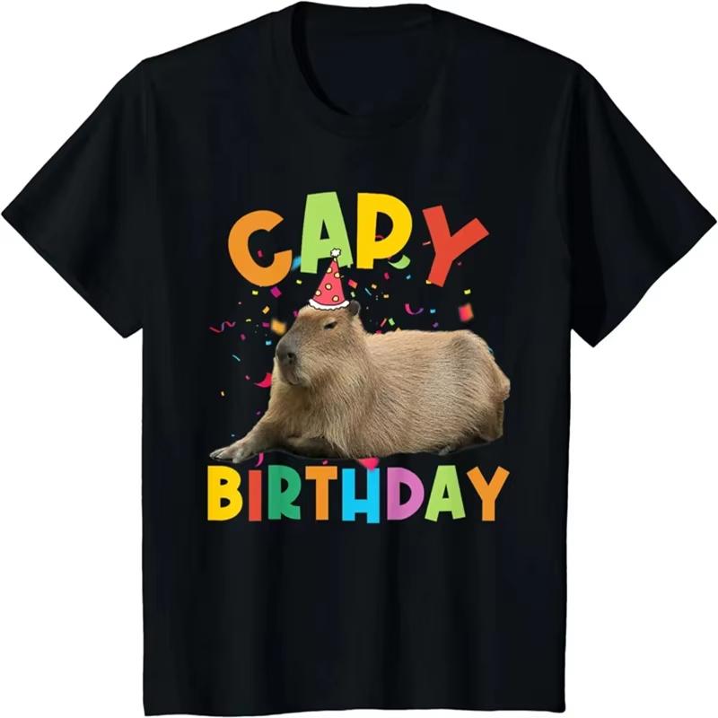 Cute Capybara Pattern T Shirts Funny Summer Short Sleeve Funny Animals Printed Tshirt Casual Oversized Men Women O Neck Tees