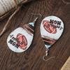 New Super Bowl Football MOM Letters Double-sided Water Drop PU Leather Earrings Female