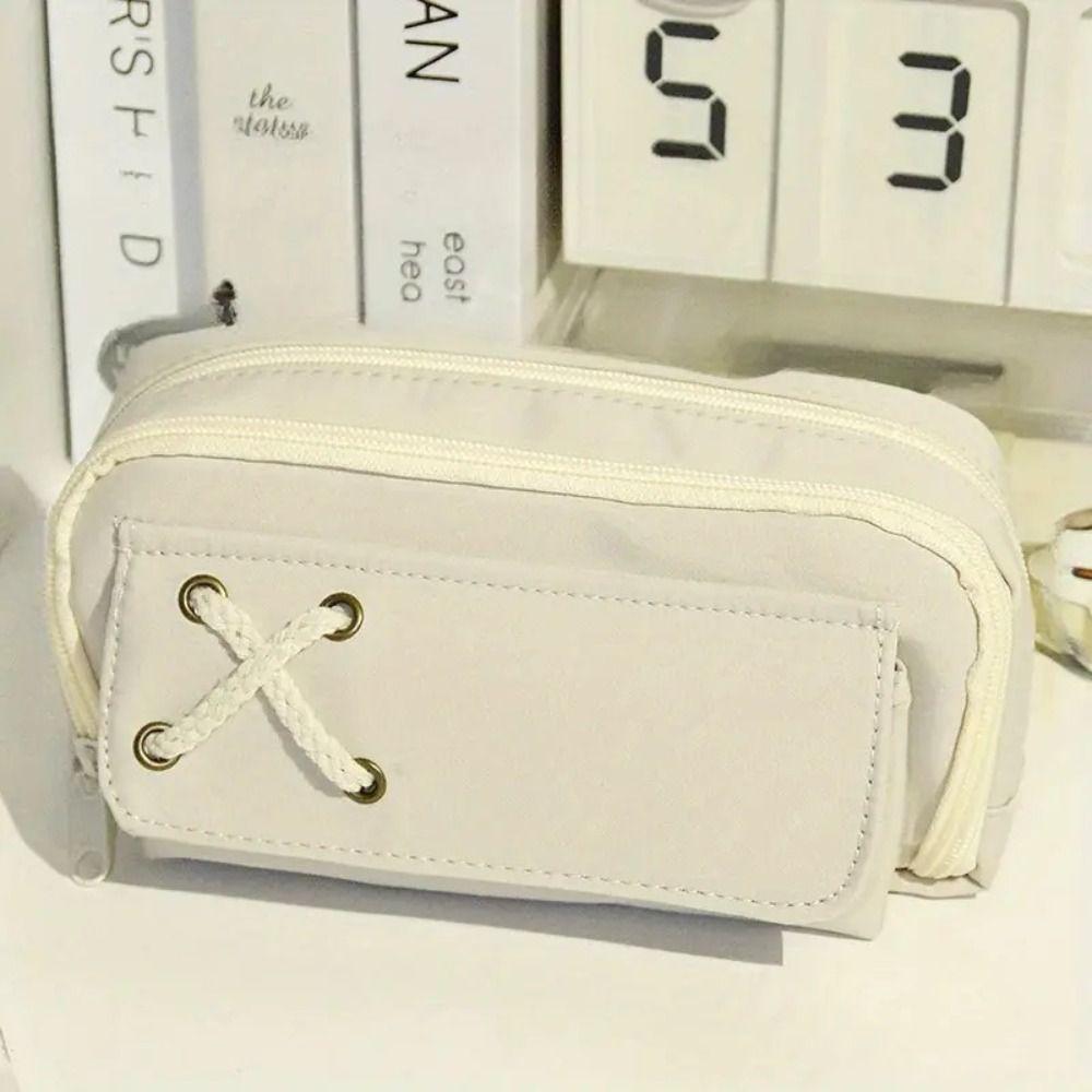 Large Capacity Pencil Case with Cross Rope Oxford Fabric Pencil Pouch Kawaii Pencil Bag Student