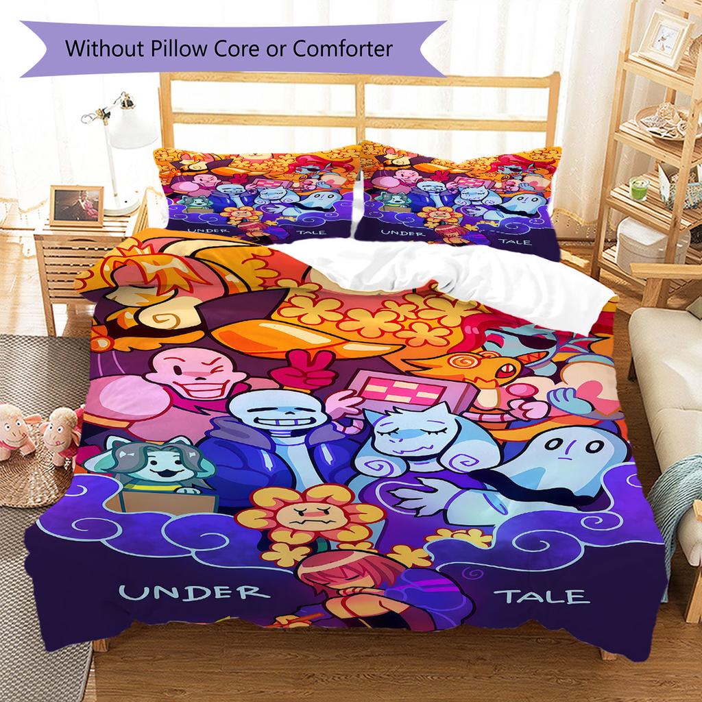 Deltarune Legame Coraggioso Set Copripiumino Trapuntato Federa Decorazione per la Casa Regalo di Compleanno (1 * copripiumino + 2 * federa, senza nucleo)