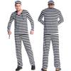 Prisoner's Clothing Classic Black-and-white Striped Couple's Prison Outfits Hats Dress Halloween Party Performance Costume