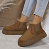 Women's Fleece-Lined Slip-On Snow Boots, Round Toe Thick Sole Winter Shoes, Plus Size Fall Winter Footwear