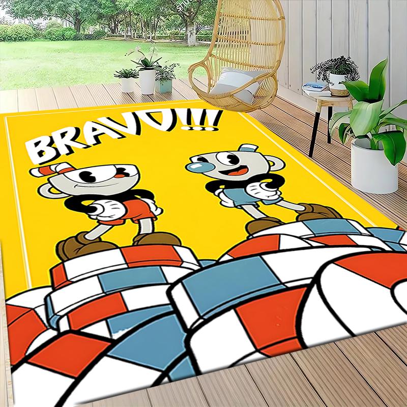1 Stück Cuphead Mugman Abenteuer Teppich Teppich Anpassbar Weich Waschbar Rutschfest Zuhause Wohnzimmer Sofamatten Personalisierter Teppich 0917249