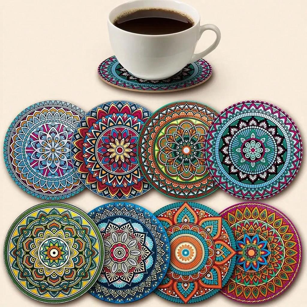 8 Pcs Wooden Coasters, Waterproof & Stain Proof, for Table Decor Placemats, Natural Wood Look, Durable