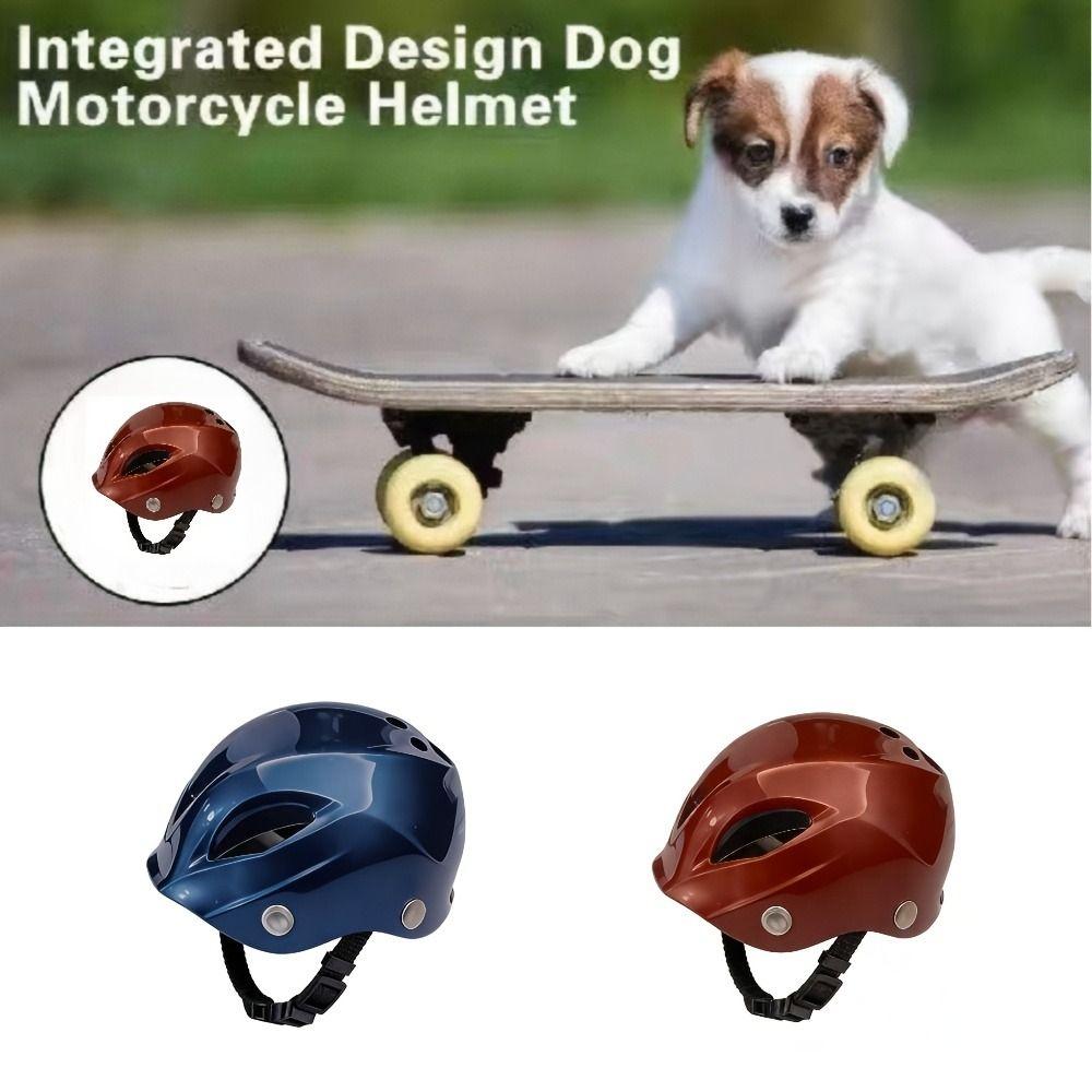 Solid Color Dog Helmet Adjustable Cat Locomotive Helmet Fashion Pet Head Protection  Traveling
