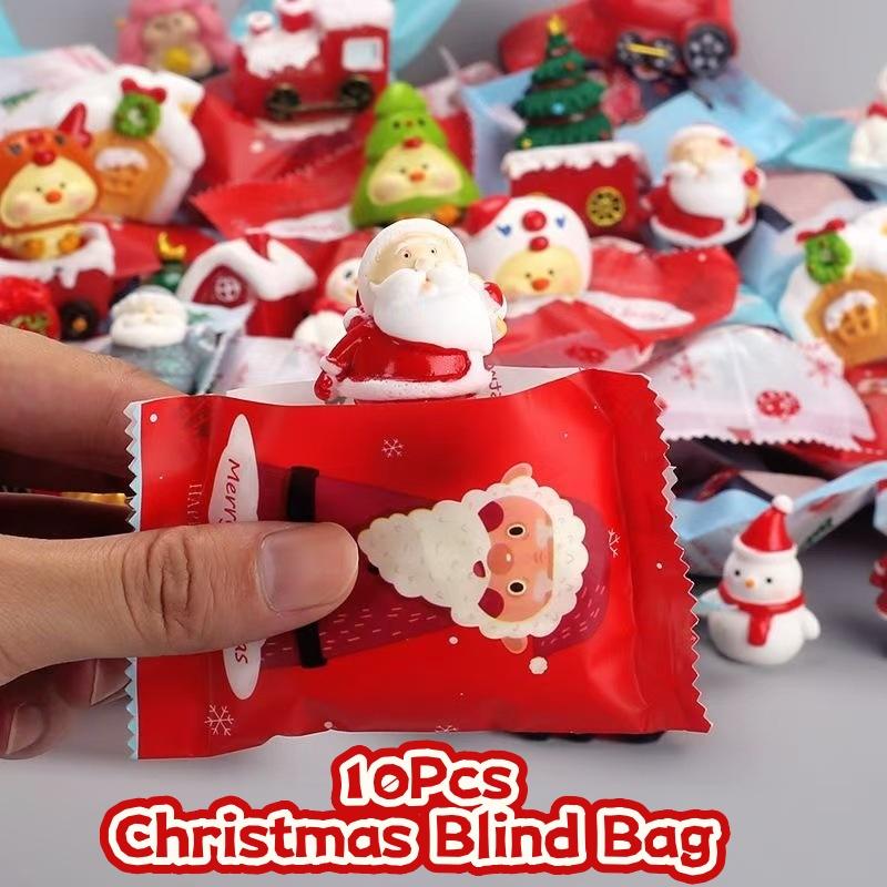 1/5/10Pcs Christmas Blind Bag Cartoon Mini Cute Santa Claus Snowman Micro Landscape Home Decoration Ornament New Year Party Gift