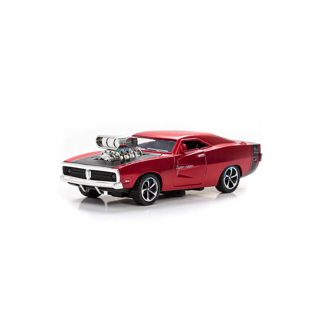 1:32 Challenger Vintage Classic Alloy Car Model Diecasts Toy With Sound and Light Vehicles Decoration Toys For Kids Gift