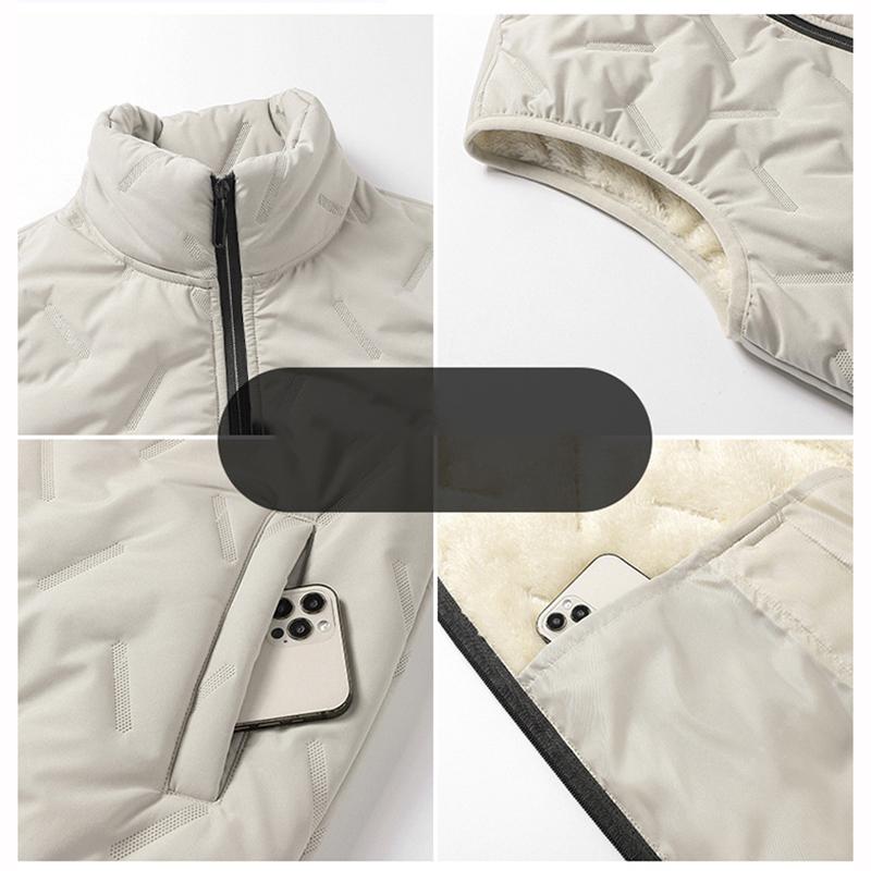 Autumn Winter Fashion Men's Vest Jacket Casual Warm Standing Collar Sleeveless Men