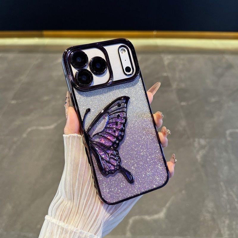 Applicable to iPhone17promax mobile phone case, new quicksand butterfly electroplating, Apple 16 Japanese and Korean luxury 151413