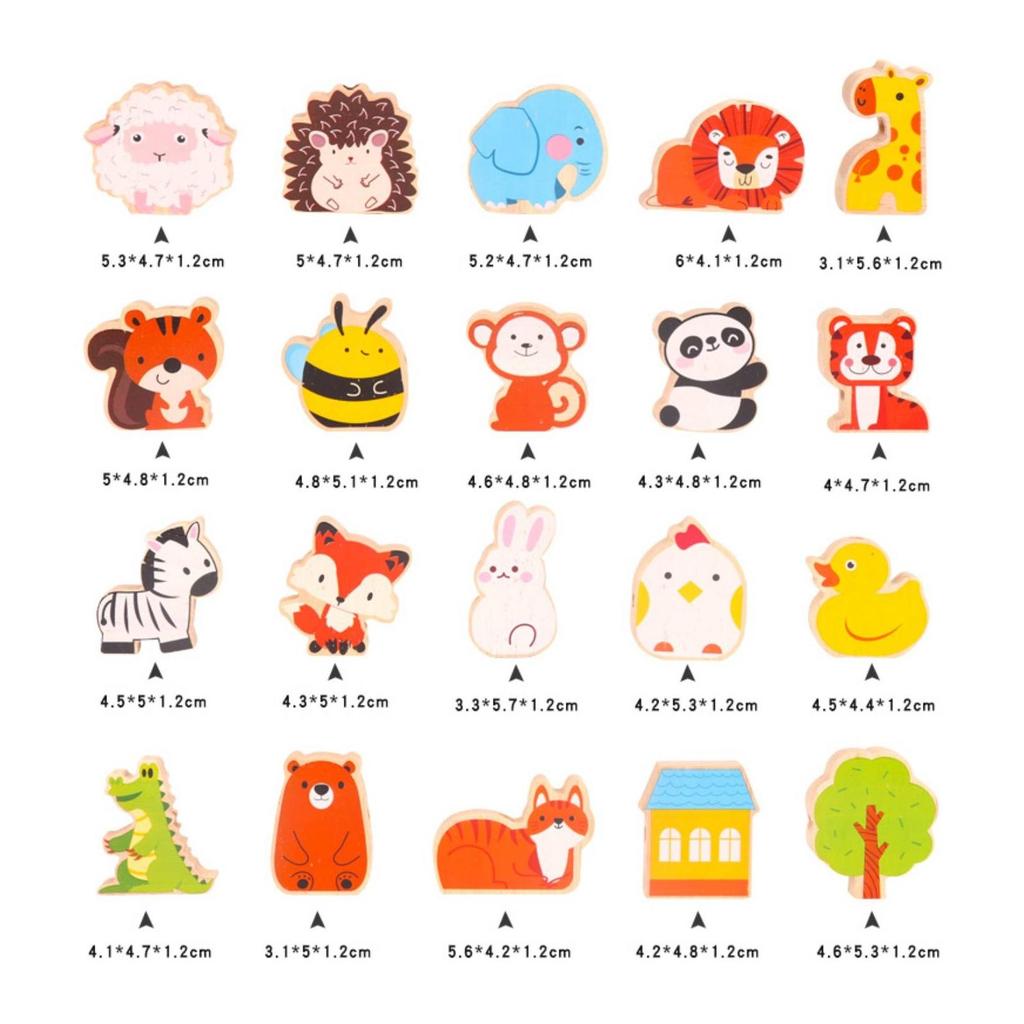 Wooden Animal Bead Threading Toy Preschool Lacing Beads Set Screen-Free