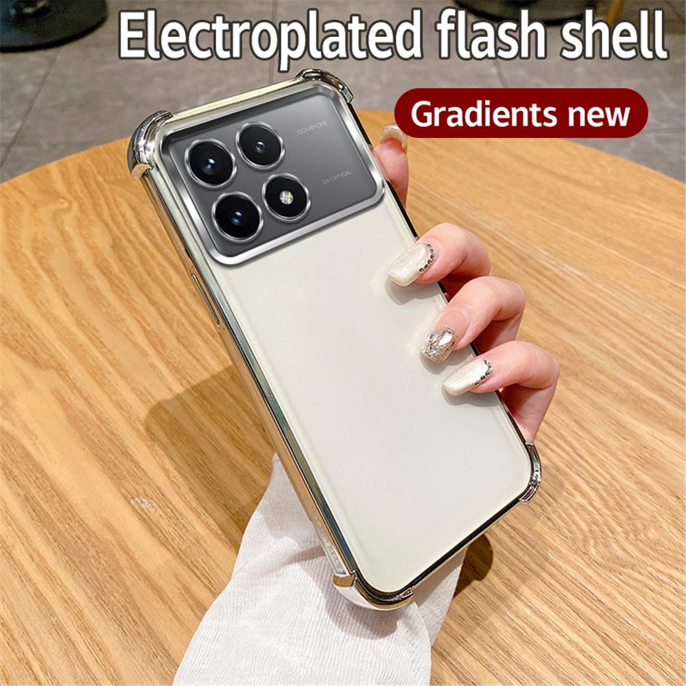 Plating Shockproof Clear Phone Case For Xiaomi Mi Poco M6 Pro 4G X5 X3 X6 Pro X3 NFC C65 13T 12T Pro Soft Silicone Glitter Cover