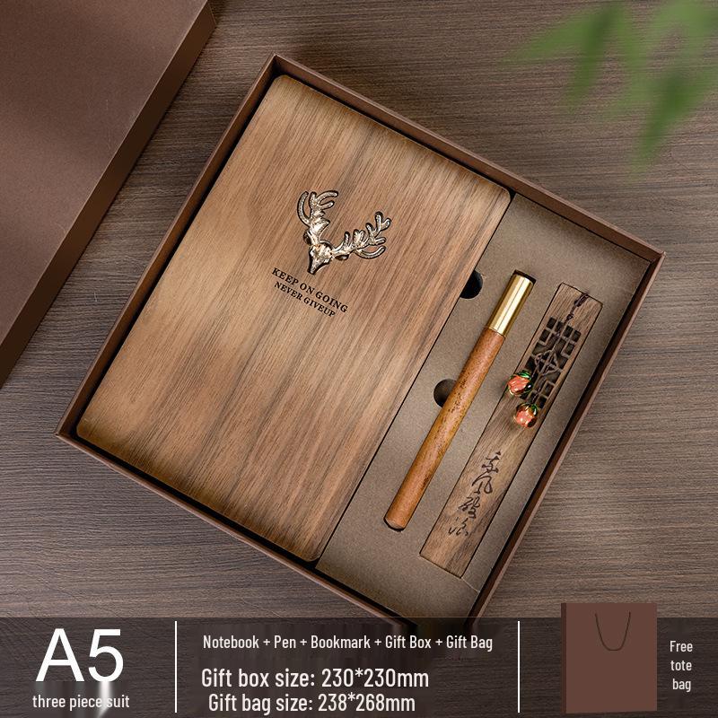 Custom Wooden Notebook & Thermos Gift Set: Plum, Orchid, Bamboo, Chrysanthemum Designs for Teachers & Clients, Perfect for Graduation Season