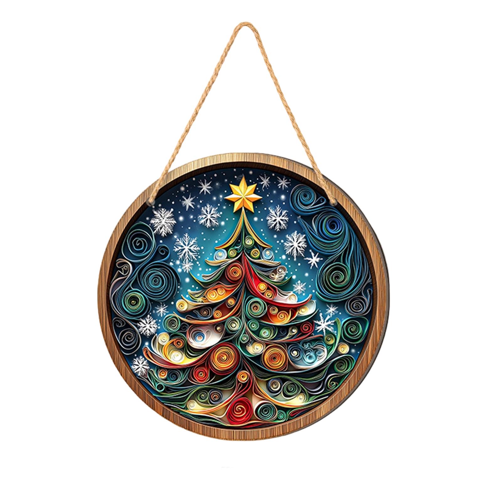 

Christmas Christmas Tree Welcome Sign 2D Flat Wooden Holiday Party Hanging Sign Ornaments One Size