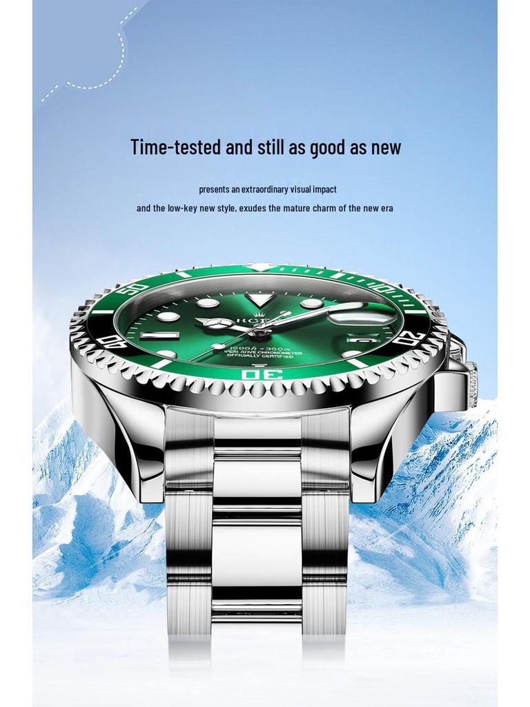 Authentische Herren Quarz Grüne Submariner Uhr - Vollautomatisch Klassischer Rolex Stil