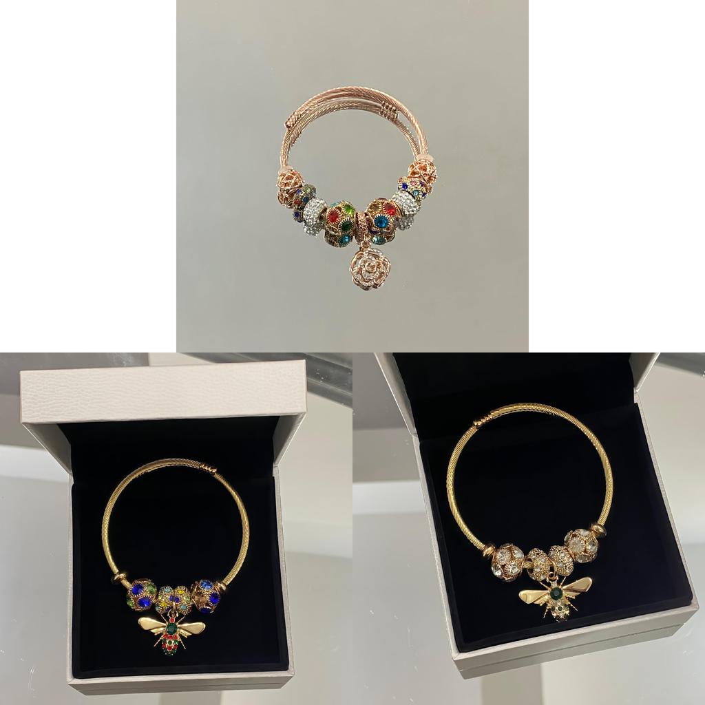 Fashion Bee Bangle Brass Plated Adjustable Jewelry For Women Gift Idea