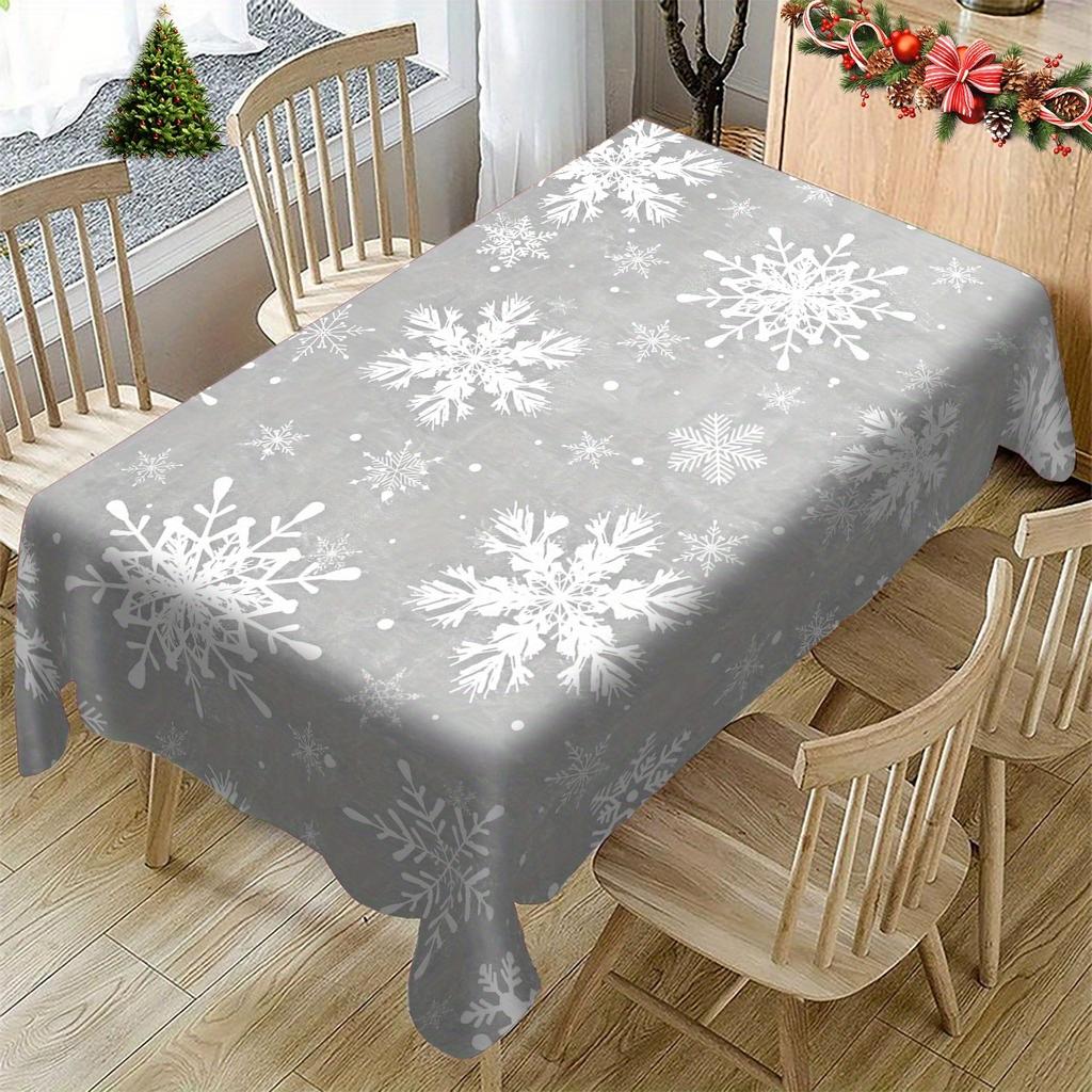 Winter Gray Snowflakes Pattern Tablecloth For Table Decor Winter Xmas Holiday Kitchen Dining Table Cloth Christmas Decorations