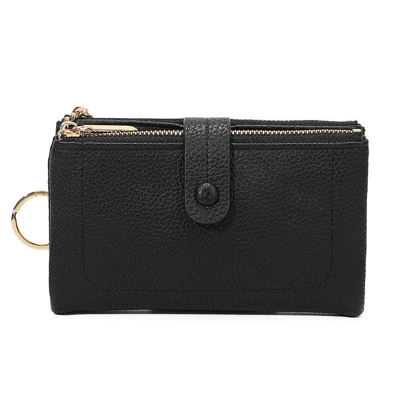 Kette Damen Geldbörse Minimalistisch Doppelreißverschluss Kurz Dreilagig Große Kapazität Geldbörse Kartenhalter Ausweishalter Kreditkartenhalter Geldsack