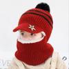 Kids' Winter Wool Hat with Velvet Lining & Duckbill Cap: Face Protection and Scarf Combo