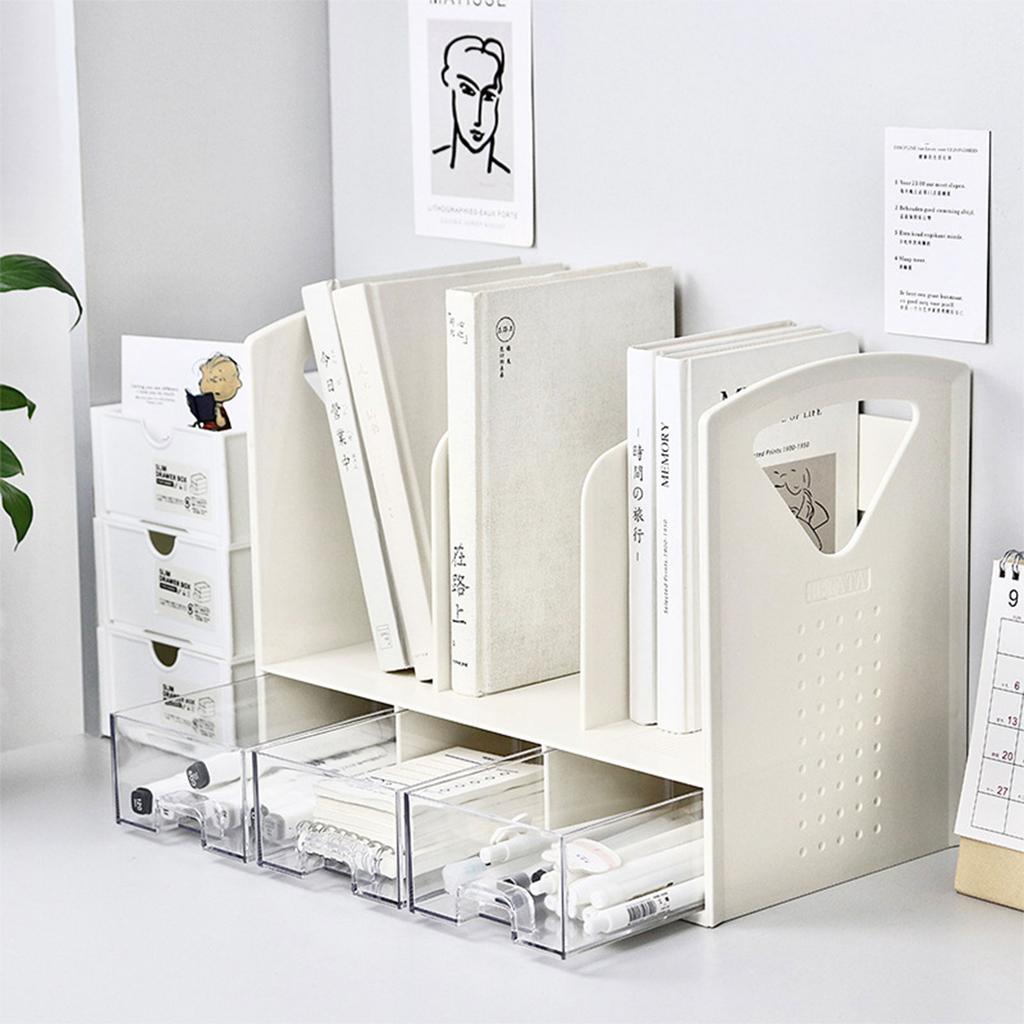 Office Desktop Organizers and Accessories Desk Book Stand with 3 Sliding Drawer for Office Supplies