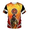 Summer Round Neck 3D Firefighter Print Top Fashionable Casual Short Sleeved Men's T-shirts