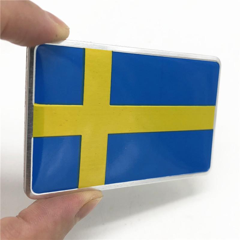 1Pc 3D Aluminum Alloy Sweden National Flag Emblem Badge Car Sticker Motorcycle Decal S60L Decoration For Volvo V70 XC60 S60 V60 V40