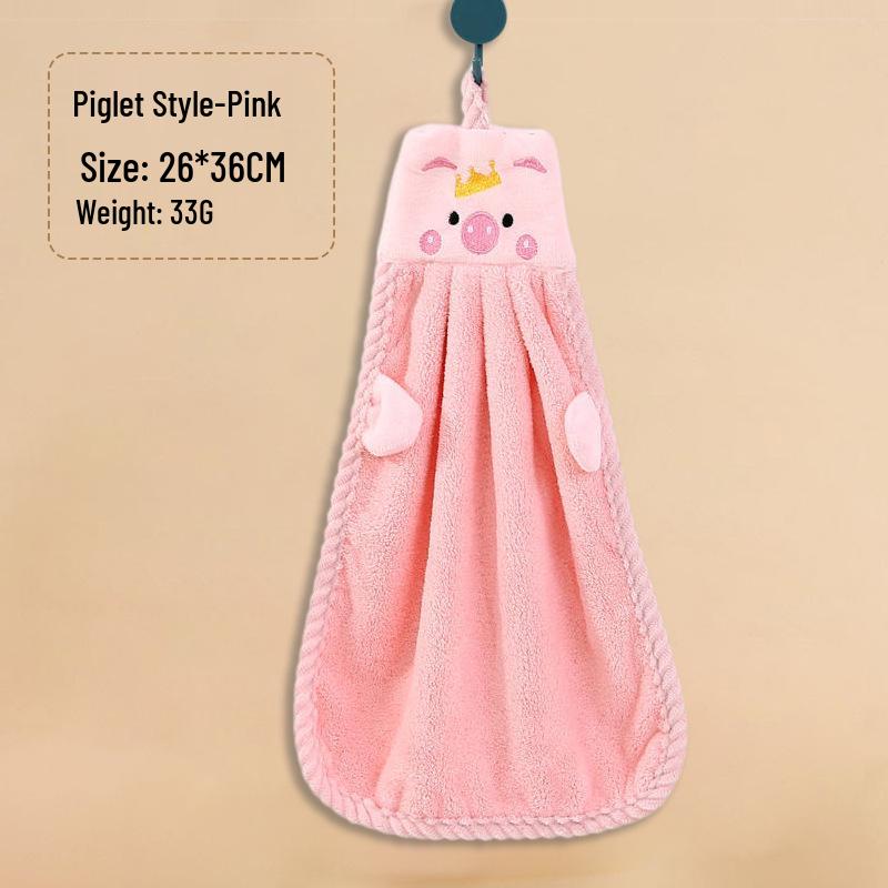 Coral Fleece Absorbent Cartoon Hand Towel - Cute, Hangable, Lint-Free