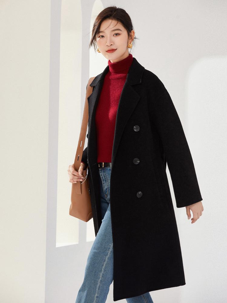 Trench da Donna di Media Lunghezza Doppiopetto in Lana e Cashmere - Collezione Autunno/Inverno