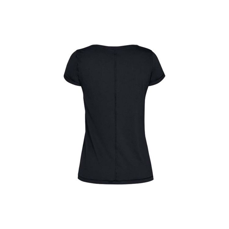 Under Armour HeatGear Armour Logo Print Crew Neck T-Shirt Women Tops Black 1328964-001