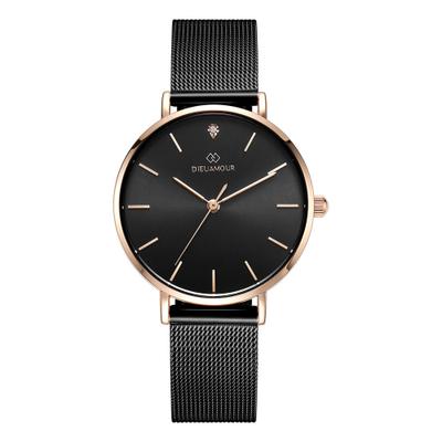 [Dieu Amour] Montre pour femme Dieu Amour à bracelet en maille diamant DAW3301MS-BRB