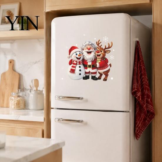 DIY Festive Home Supplies Christmas Window Clings, Peel And Stick Winter Santa Snowman Reindeer Easy Install Holiday Accents Decals, PVC Xmas Sticker
