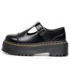 T-straps Mary Jane damskor med tjock sula, Låga brittisk stil plattform casual skor