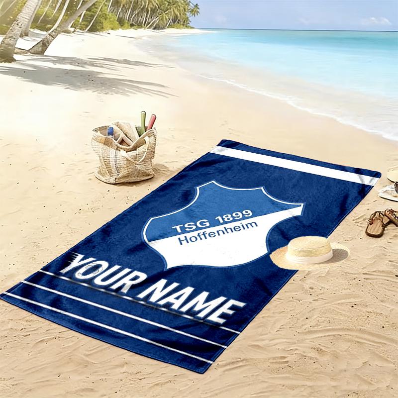 Personalizowany Ręcznik Plażowy z Nadrukiem TSG Hoffenheim, Duży Miękki Szybkoschnący Ręcznik na Plażę, Kemping, Pływanie