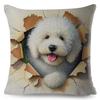 3D Crack Wall Lifelike Puppy Print Throw Pillow Cover Gentle Skin Touch Sofa Bedroom Household Decor Present