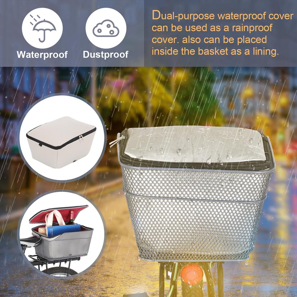 Rear Bike Basket Large Capacity Metal Wire Bicycle Basket Waterproof Rainproof Cover Bag