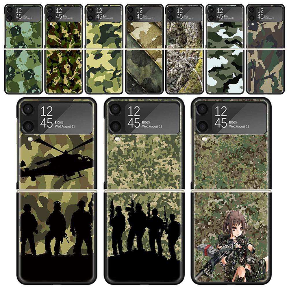 Camouflage Military Cases For Samsung Galaxy Z Flip 4 5 6 7 3 Z Flip7 Flip6 Flip4 Flip5 Flip3 5G Hard Shockproof Fundas Cover Ga