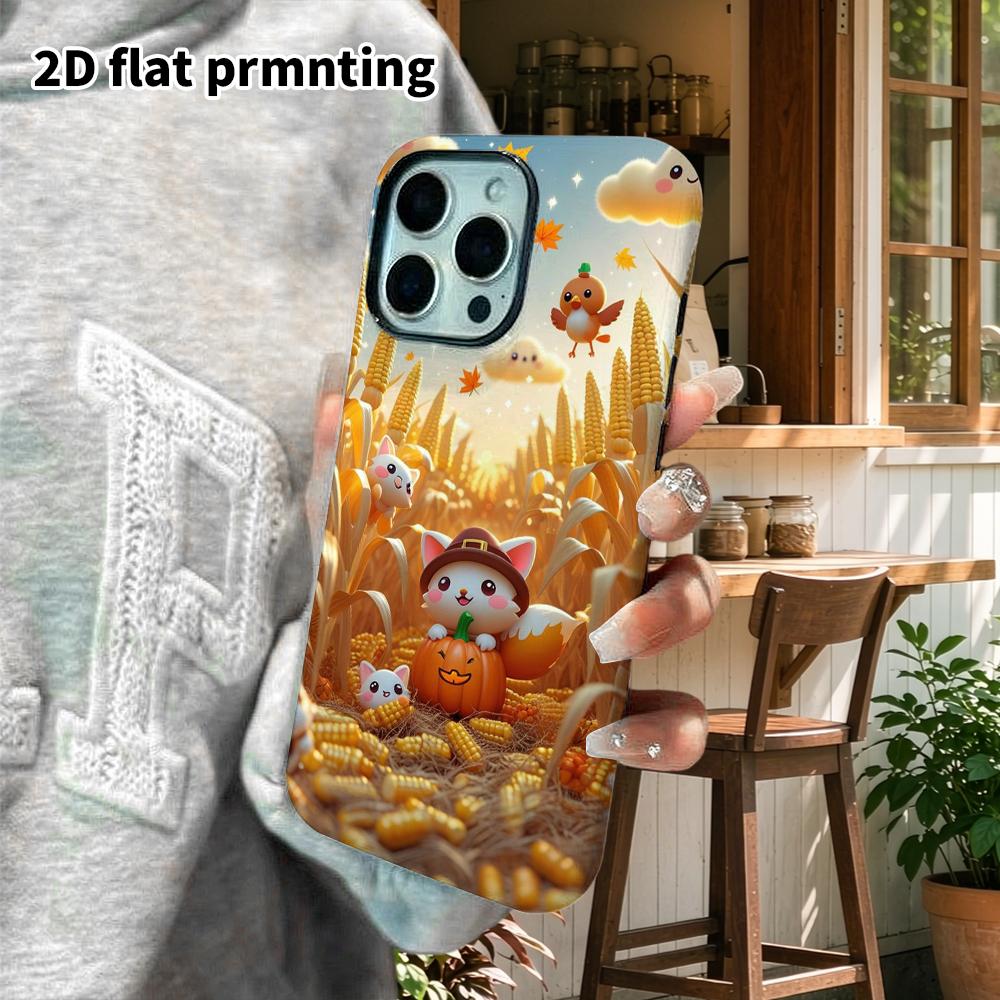 Phone Case: 2D Flat Design Suitable for iPhone 18, 17, 16, 15, 14, 13 Pro Film Protective Case, Couple Style, Autumn Harvest, Christmas and Halloween 
