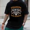 Grandpa The Legend Skull Design Motorcycle T-shirt Men's Summer Cotton Casual Short-sleeved O-n