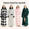 Couple Bathrobe Men Women Coral Fleece Hooded Robe Winter Thick Warm Plaid Striped Long Sleep Robe Home Spa Loungewear Bath Robe