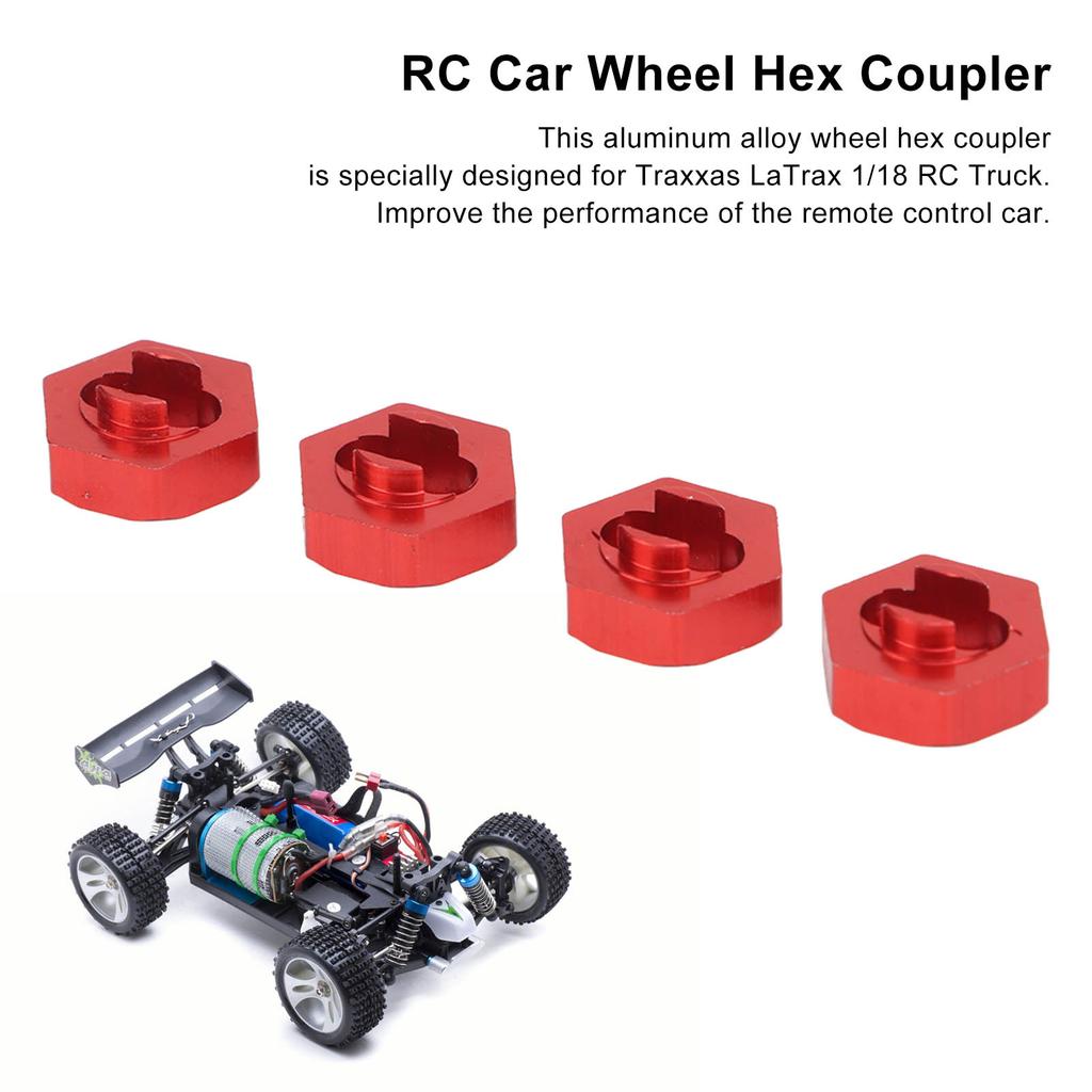 4PCS Wheel Hex Hub Adapter Aluminum Alloy Wheel Hex Coupler for   LaTrax Teton 1Celsius18 RC Truck