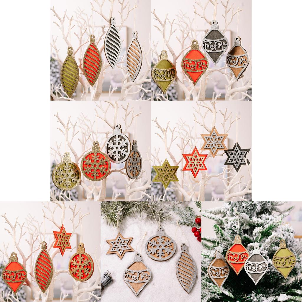 Colorful Wooden Christmas Ornaments With Festive Patterns For Holiday Decor
