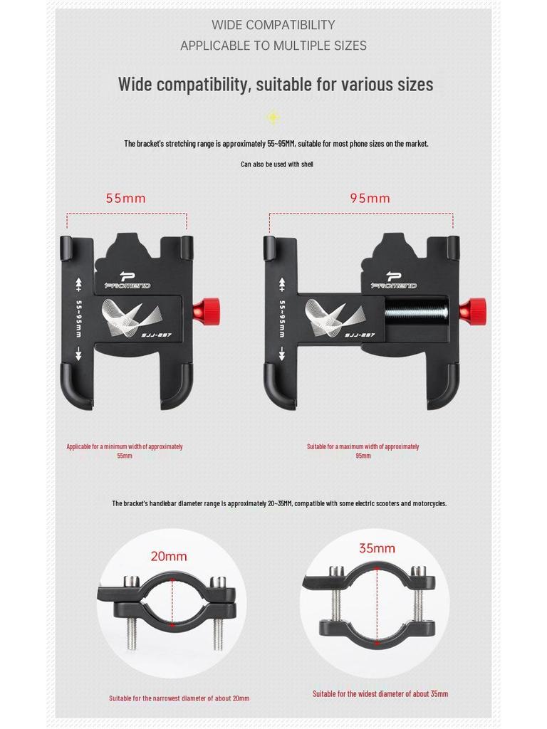 Aluminum Alloy Rotating Bicycle & Scooter Phone Holder - Adjustable Front & Rear Mount