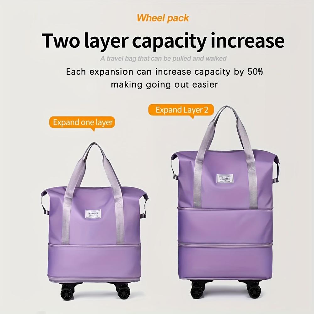 [Foldable Travel Bag] 3-Layer Extra-Large Foldable Travel Bag with Wheels | Nylon Luggage for Daily Commute & Moving