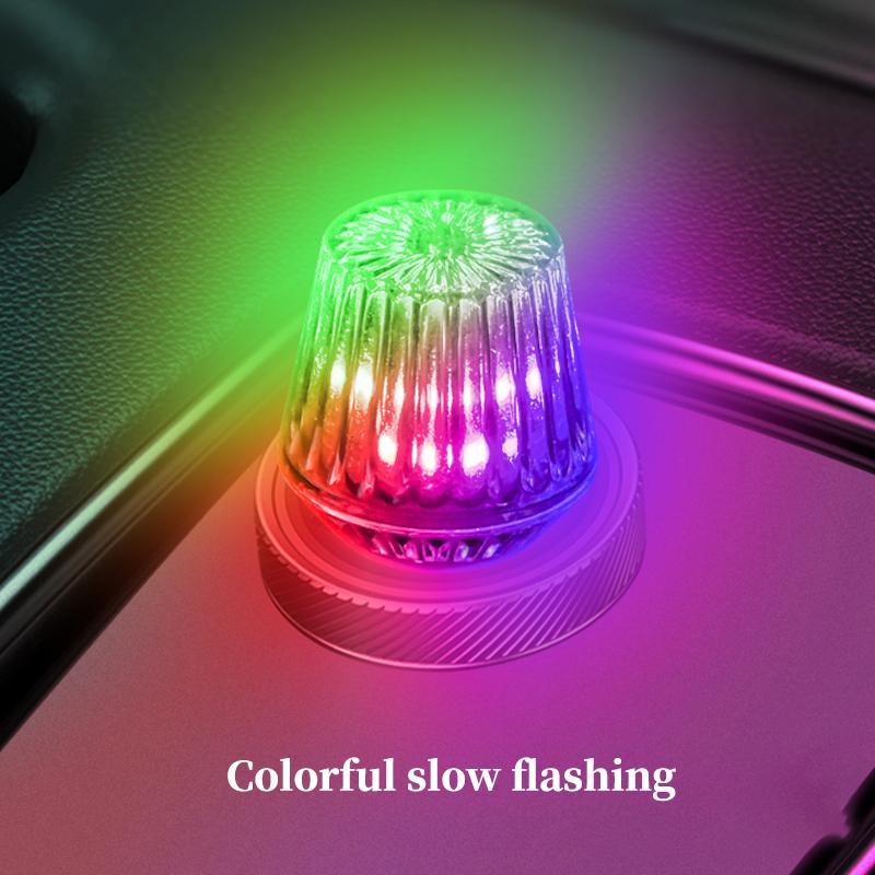 Car mounted USB ambient light, wiring free interior, car decoration, LED wireless ambient light, colorful breathing night light