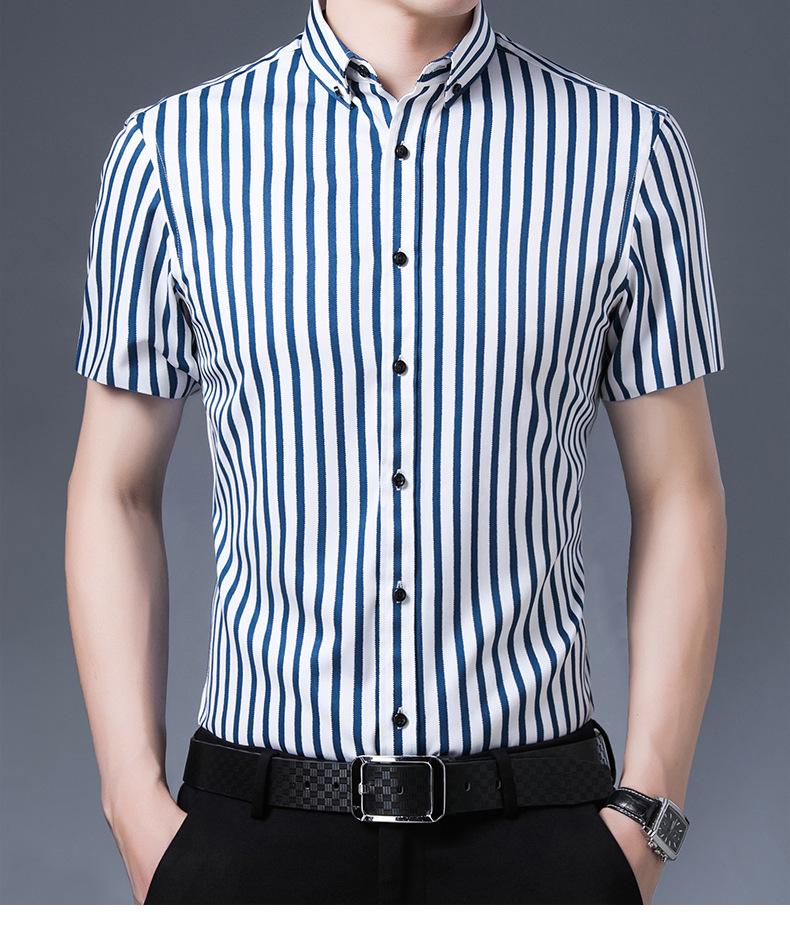 Herrskjorta i stretch för affärsbruk: Lång- eller kortärmad randig, Vår/Sommar-kollektion