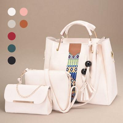 Neue Damenhandtasche modisches dreiteiliges Set, Mutter-Kind-Tasche Kontrastfarbe, tragbare Schulter-Umhängetasche, Farbeinsatz-Bucket-Bag.