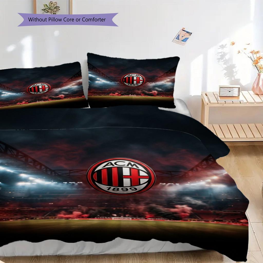 AC Milan Legacy: Passion Field Three-piece set (1 * duvet cover + 2 * pillowcase, without core) Bedding set Duvet cover and pillowcase