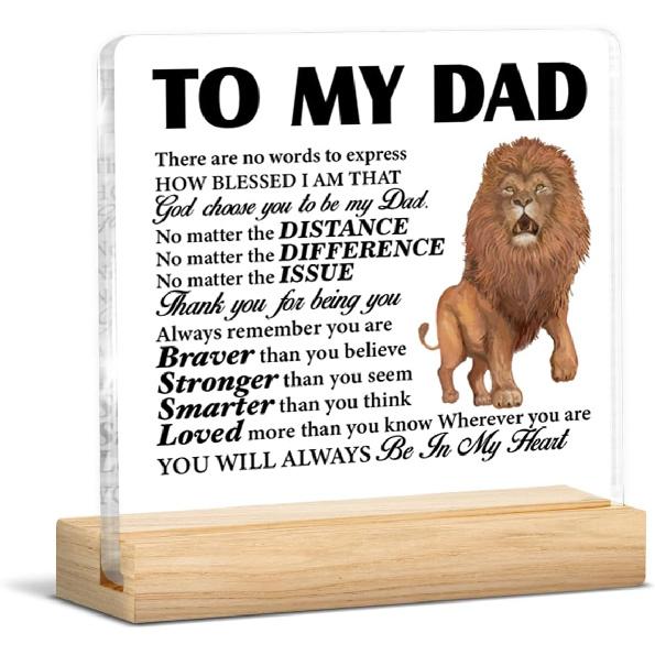 Dad Gift From Daughter, Gifts for Father Fathers Day Birthday, Dad Clear Acrylic Desk Decorative Sign Home Office Desk Decor